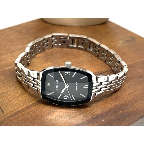 Timex Women\'s Watch TW2T50000 Quartz Diamond Silver Dial Rectangle Steel 21mm main image 9